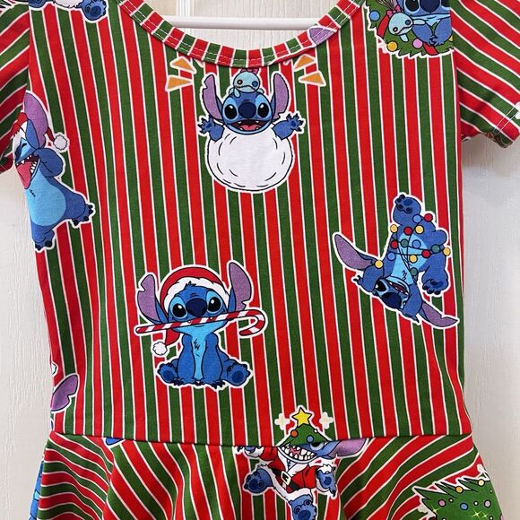 Wild Rich Kids WRK Disney Christmas Stitch Skirted Leotard Dress Girls Size 5/6 - Picture 15 of 16